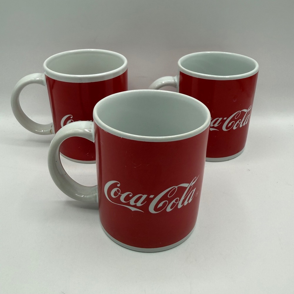 Set of 3 Coca-Cola Gibson Red Coffee Mugs Ceramic Logo Tea Cups READ